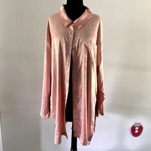 Savage x Fenty Silky Pink Sleep Shirt Shirt Dress Plus Size 1x Rihanna
